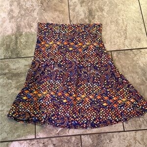 LuLaRoe Navy, Orange & Yellow Circle Skirt